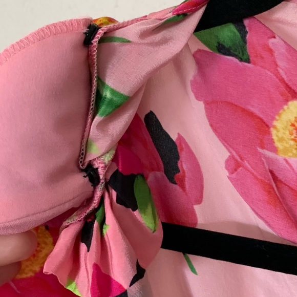 The Kooples Mini Faux Wrap Silk “Peony in Love” Floral Pink Party Dress, NWT! - Picture 15 of 17